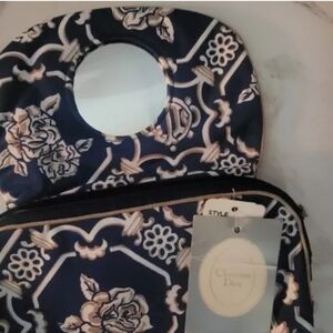 RARE Vintage Christian Dior Cosmetic Bag Blue Floral NWT!